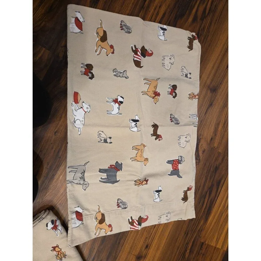 Cuddl Duds Twin Size Sheet Set Heavyweight Flannel 3Pc Dogs 100% Cotton